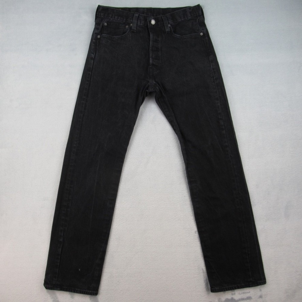 Levis 501 Mens Black Straight Leg Button Fly Jeans 00501-2442 W32 L32